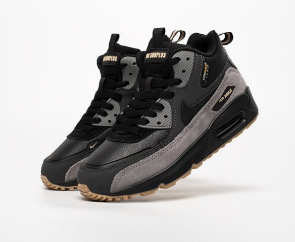 Зимние Nike Air Max 90 black lthr